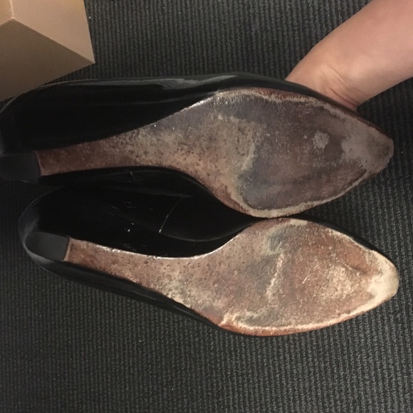 COLE HAAN patent black leather BETHANY 7 wedge - Picture 4 of 7